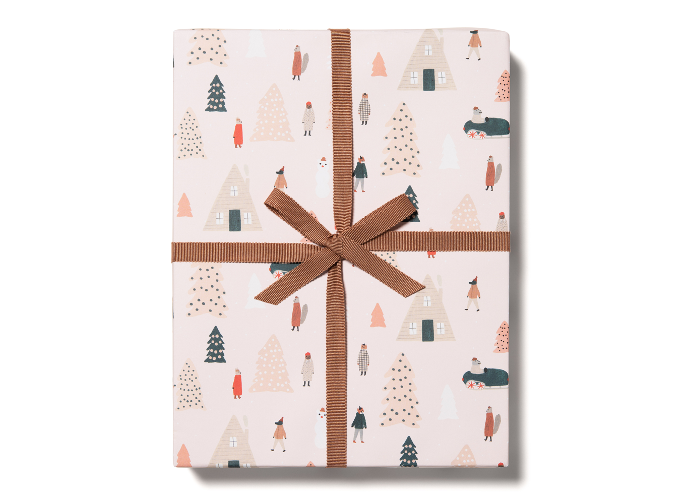 Pink Trees holiday wrapping paper