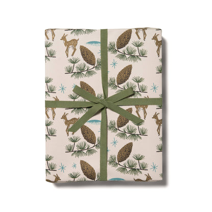 Deer and Pine Cones holiday wrapping paper