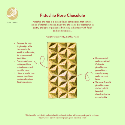 Deux Cranes: Pistachio Rose Chocolate