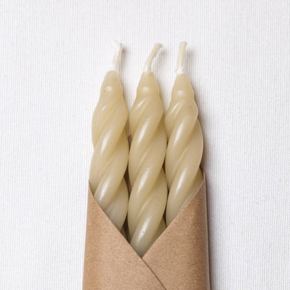 Sand Beeswax Taper Candles - Set of 3