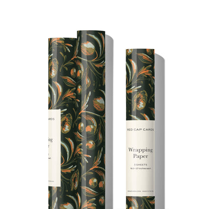 Midnight Flowers holiday wrapping paper