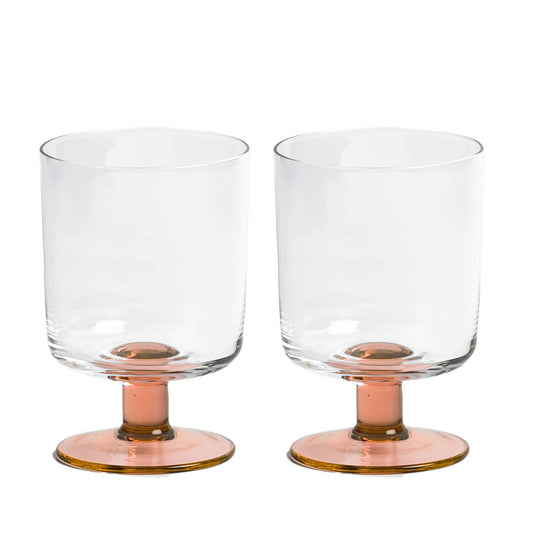 Eddie 2-Tone Wine Glasses Set of 2 - Clear/Coral