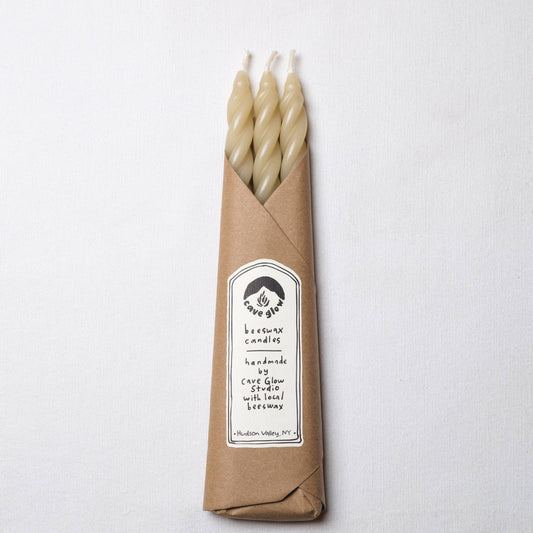 Sand Beeswax Taper Candles - Set of 3