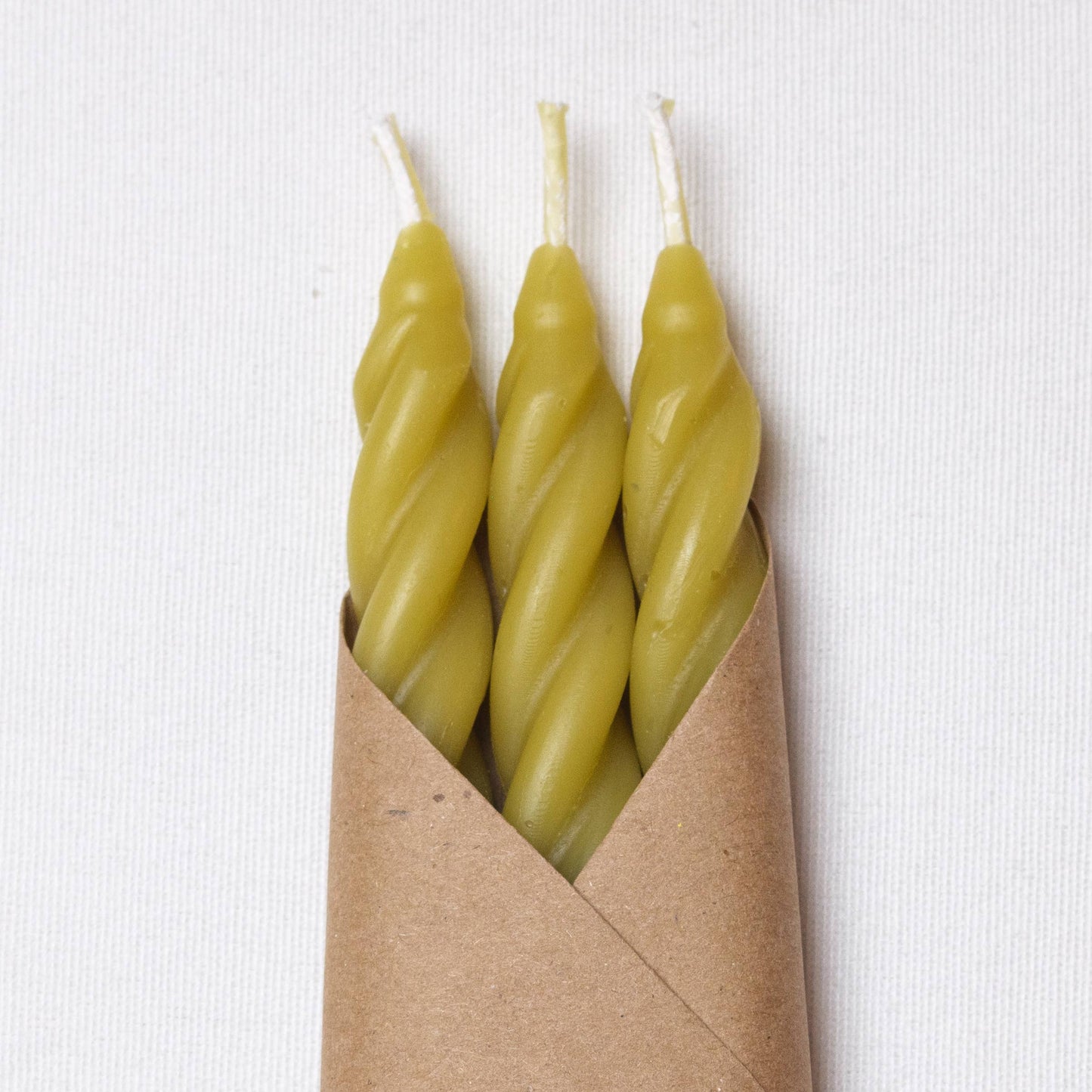 Chartreuse Beeswax Taper Candles - Set of 3