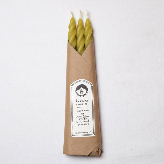 Chartreuse Beeswax Taper Candles - Set of 3