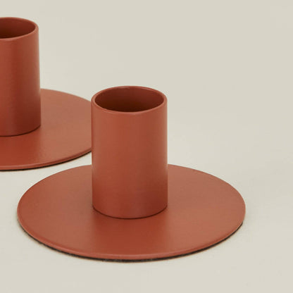 ESSENTIAL METAL CANDLE HOLDERS, SET OF 2 - TERRACOTTA