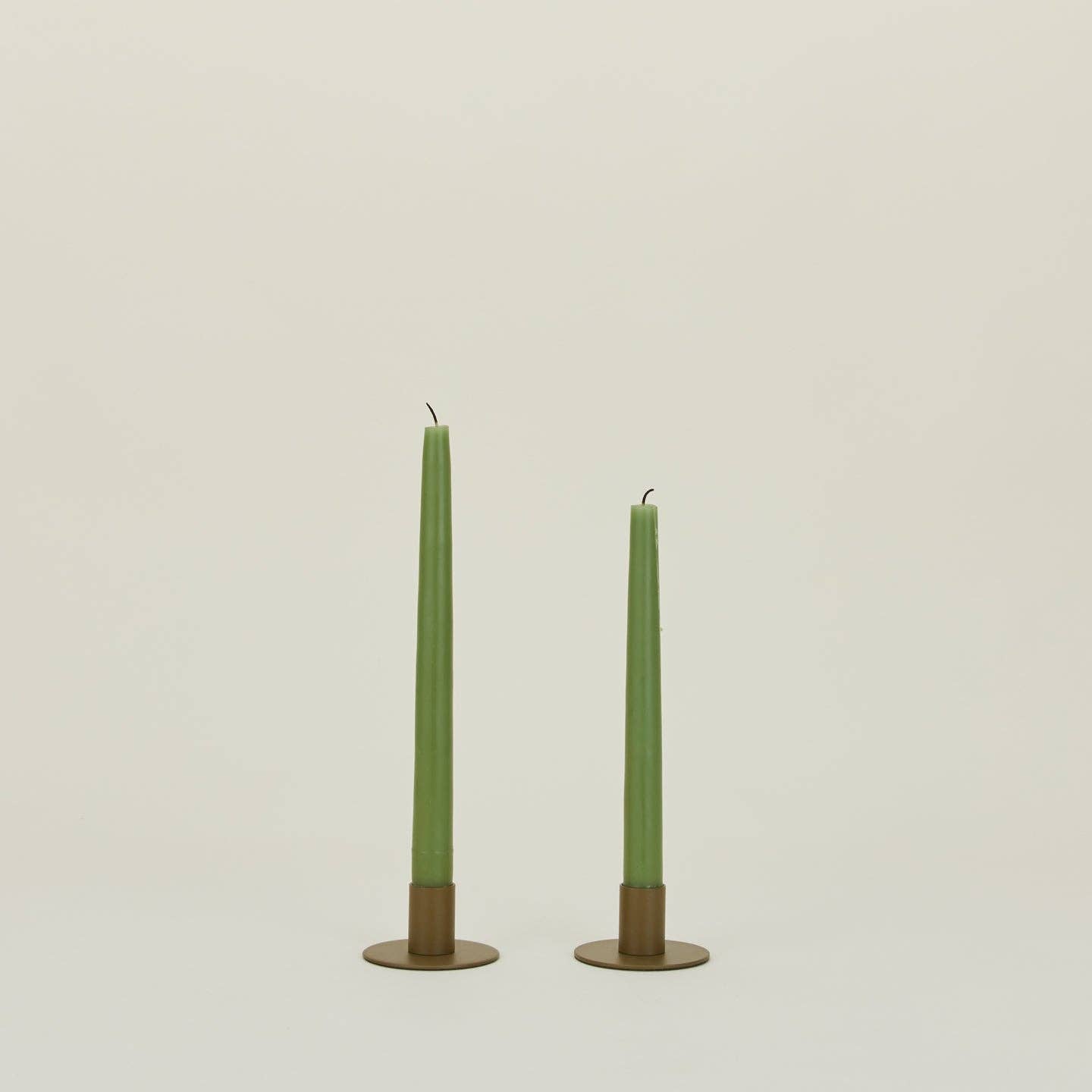 ESSENTIAL METAL CANDLE HOLDERS, SET OF 2 - OLIVE