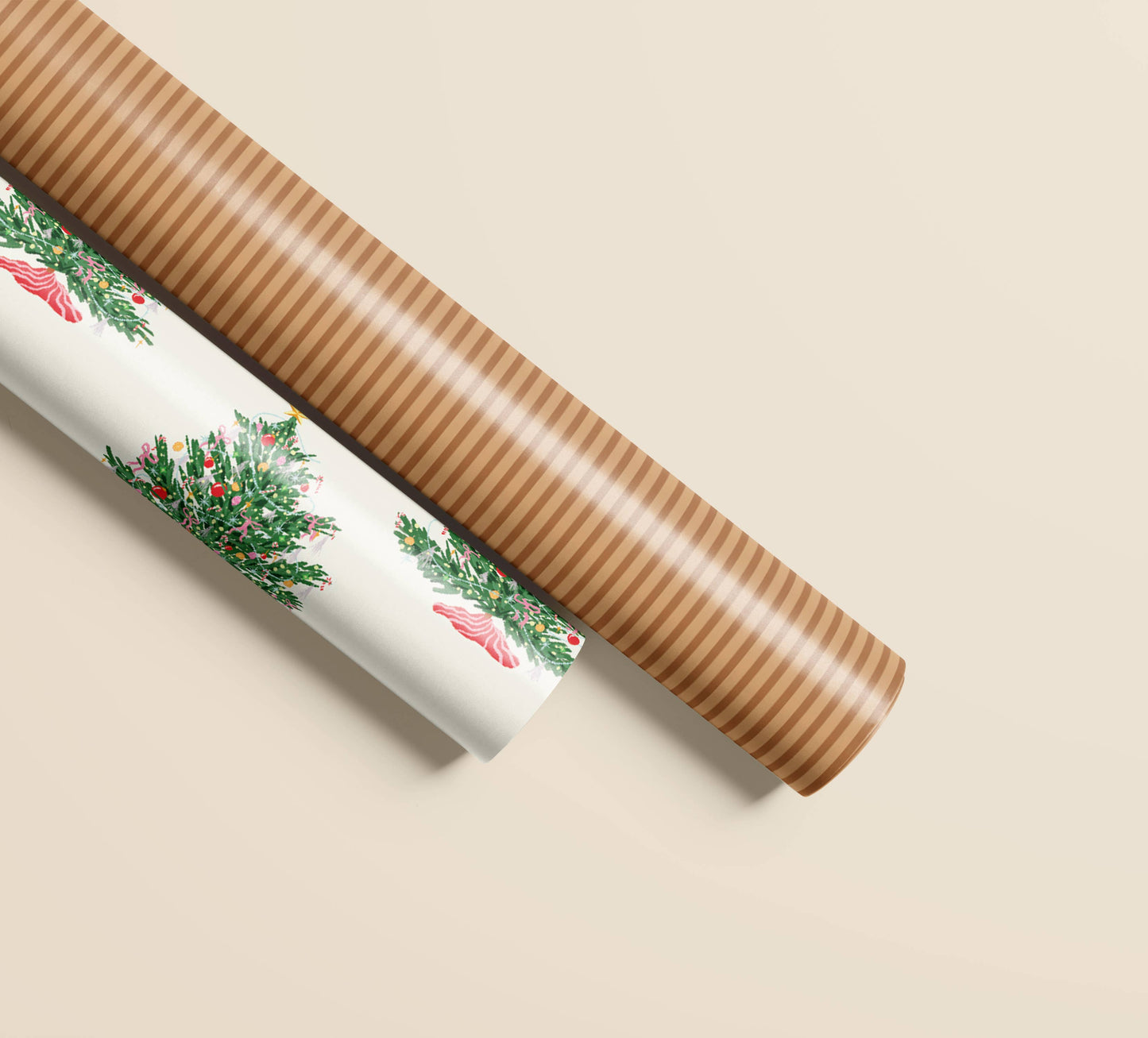 Christmas Tree Toffee Stripe Double Sided Wrap | 3 Sheets