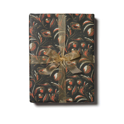 Midnight Flowers holiday wrapping paper