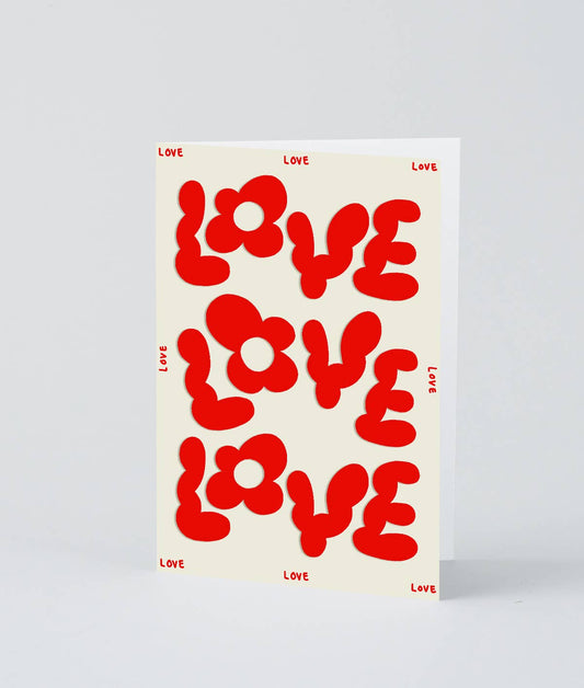 'Love Love Love' Embossed Greetings Card