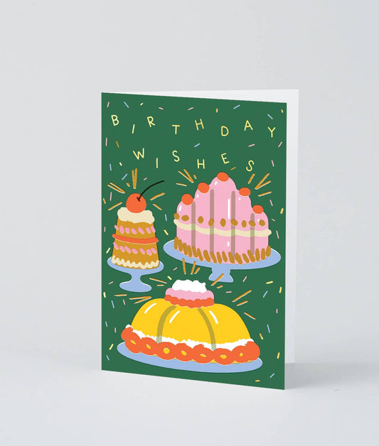 'Birthday Wishes Cakes' Foiled Greetings Card