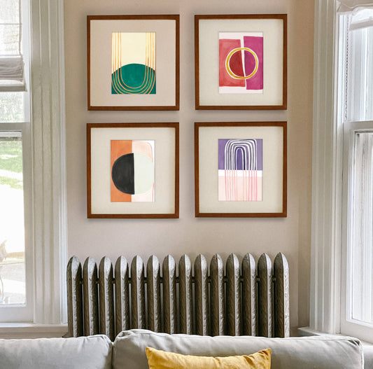 Mid Century Modern Gallery Wall - Se of Four Vibrant Prints