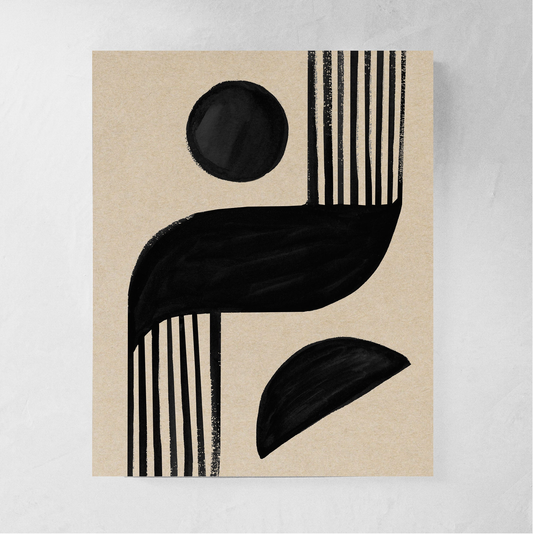 Black & Beige Modern Abstract Art Print "The Flow"