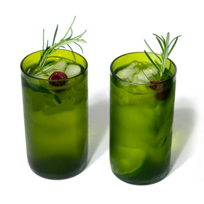 Upcycled Green Highball Glasses - Set of 4