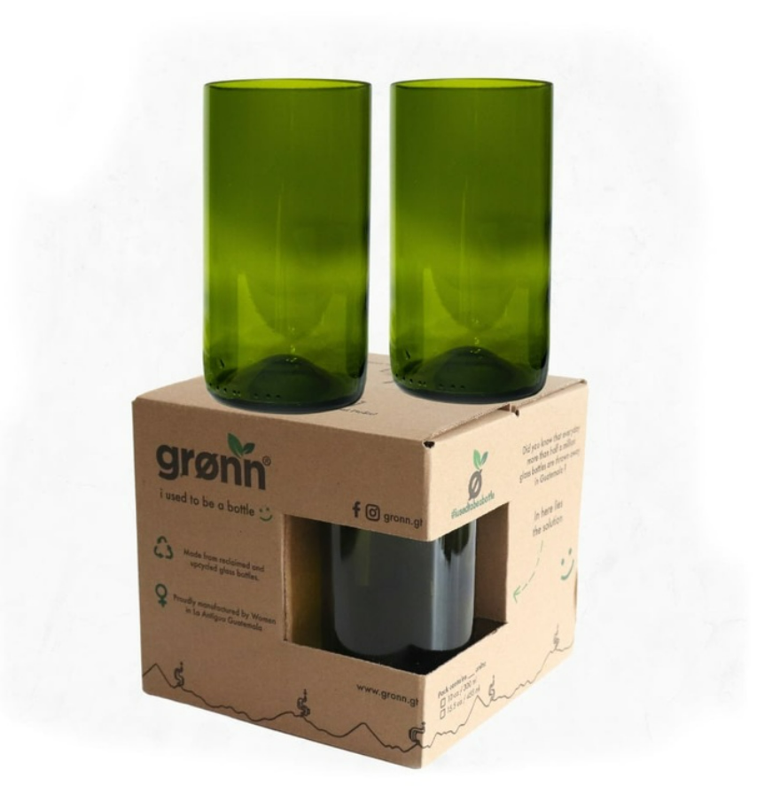 Upcycled Green Highball Glasses - Set of 4