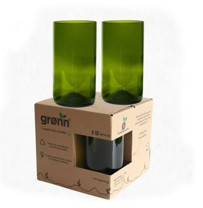Upcycled Green Highball Glasses - Set of 4